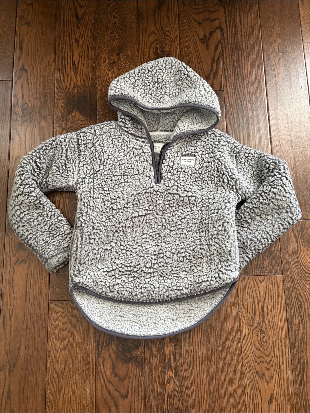 abercrombie kids Gray Sherpa Half-Zip Hoodie